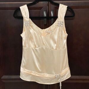 Yellow Silk and Beaded Top by Nanette Lepore Size 4